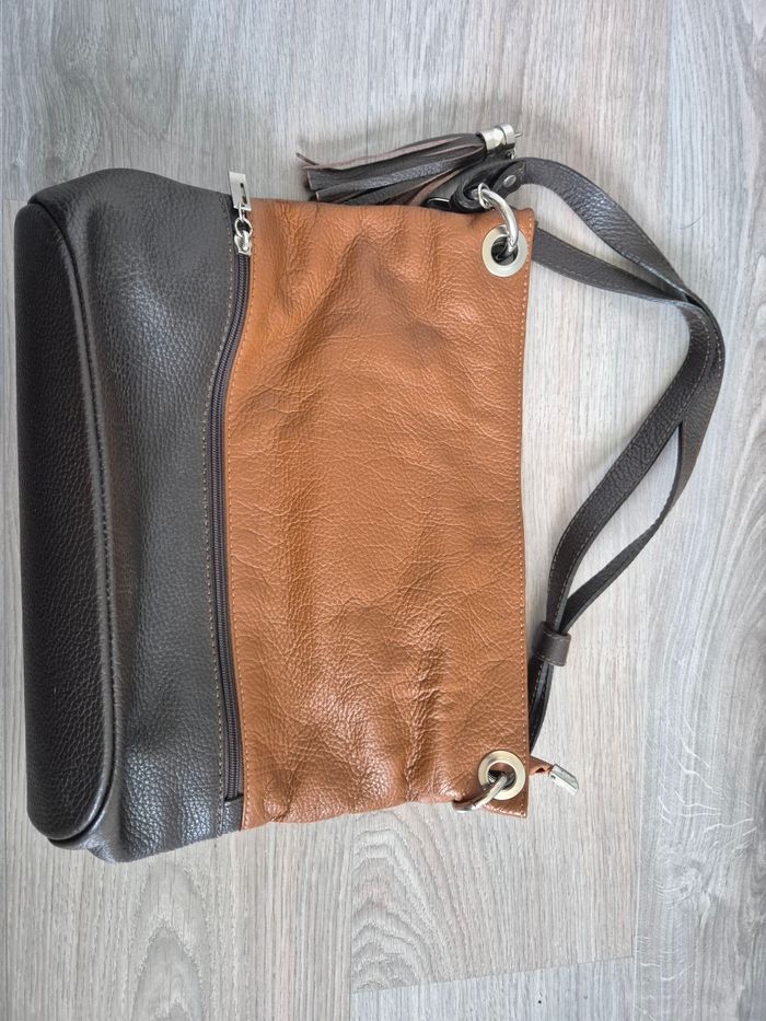 Sac à main beige et marron The Genuine Leather - photo numéro 10