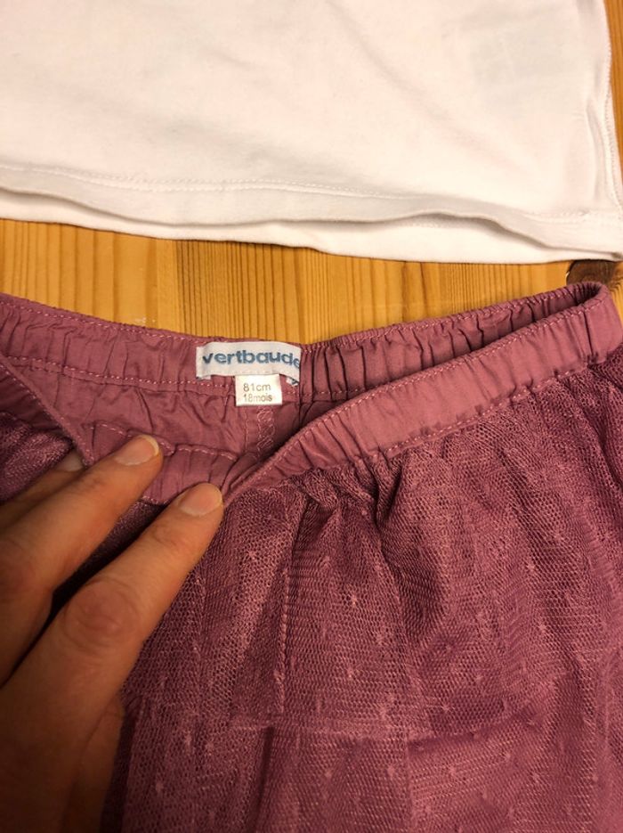 Ensemble jupe voile bordeaux tee shirt 18m - photo numéro 4