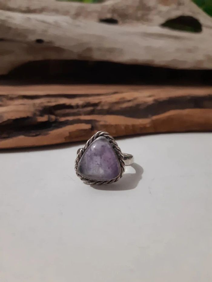 Bague en argent plaqué avec une améthyste - photo numéro 5