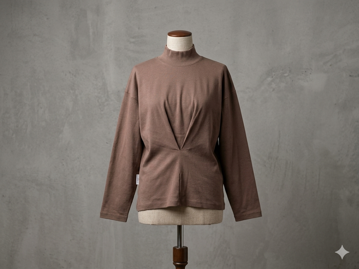 T shirt manches longues col cheminé marron Taille unique DIANE DALIS - photo numéro 2