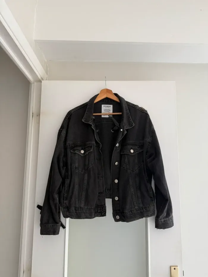 Veste en jean Bershka noeud noir - photo numéro 2