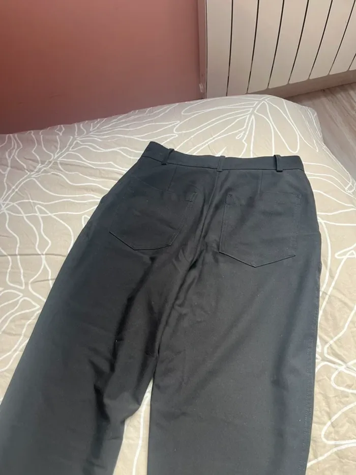 pantalon droit habillé zara noir a boutons - photo numéro 9