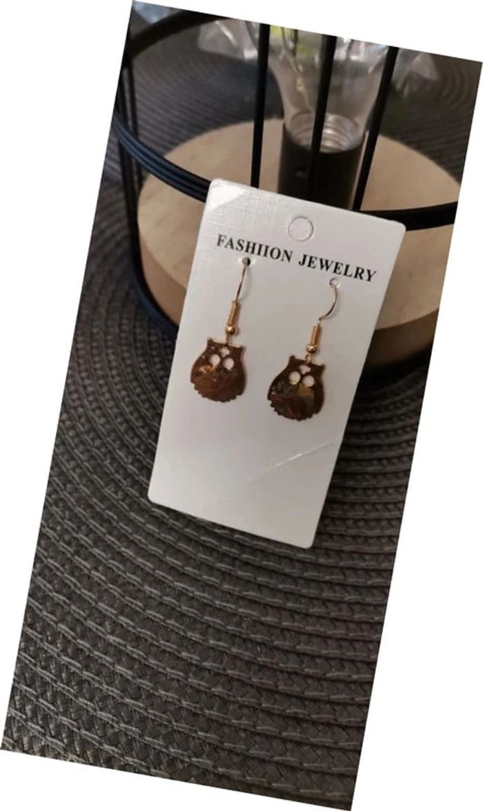 Boucle d'oreilles pendantes Hibou neuves