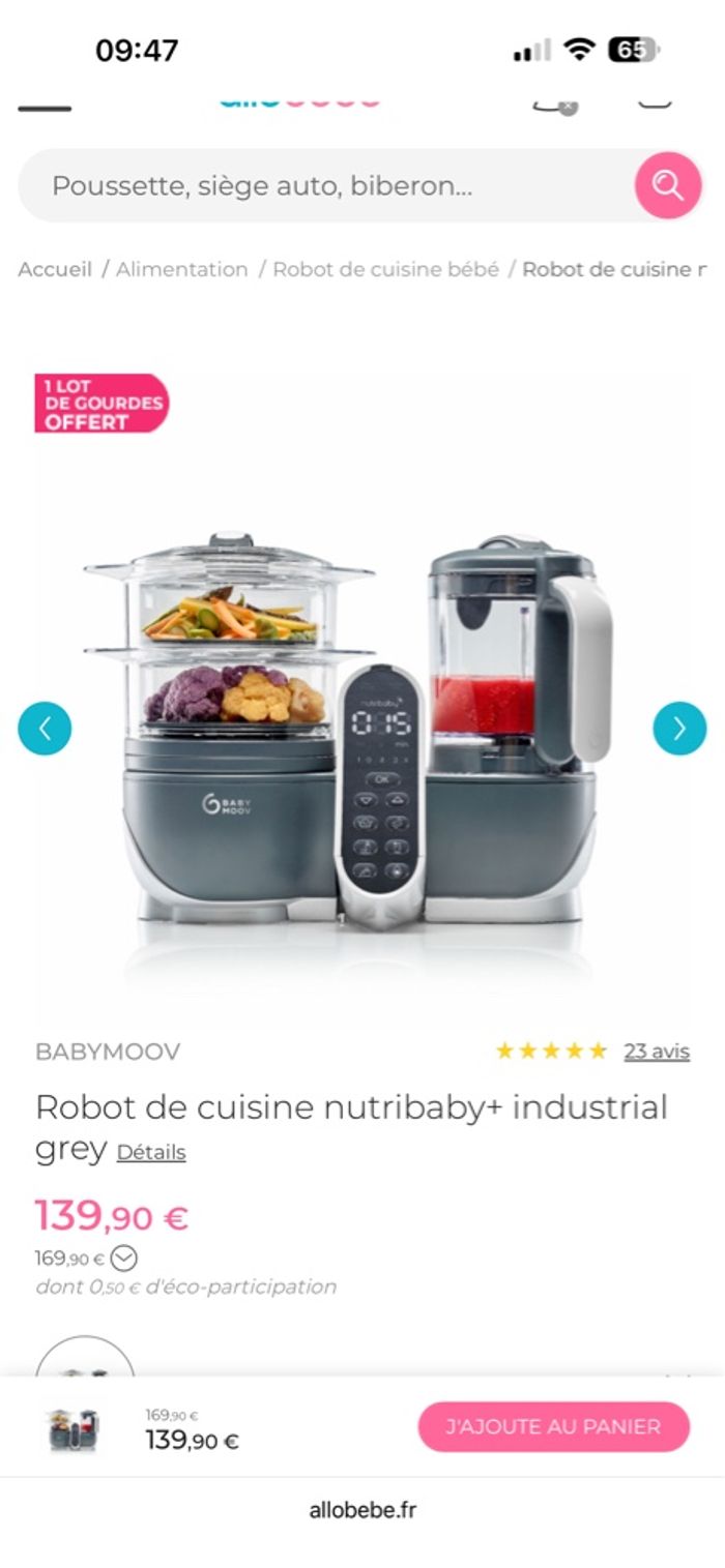 Babymoov Nutribaby Robot Cuiseur Bébé Multifonctions 6 en 1