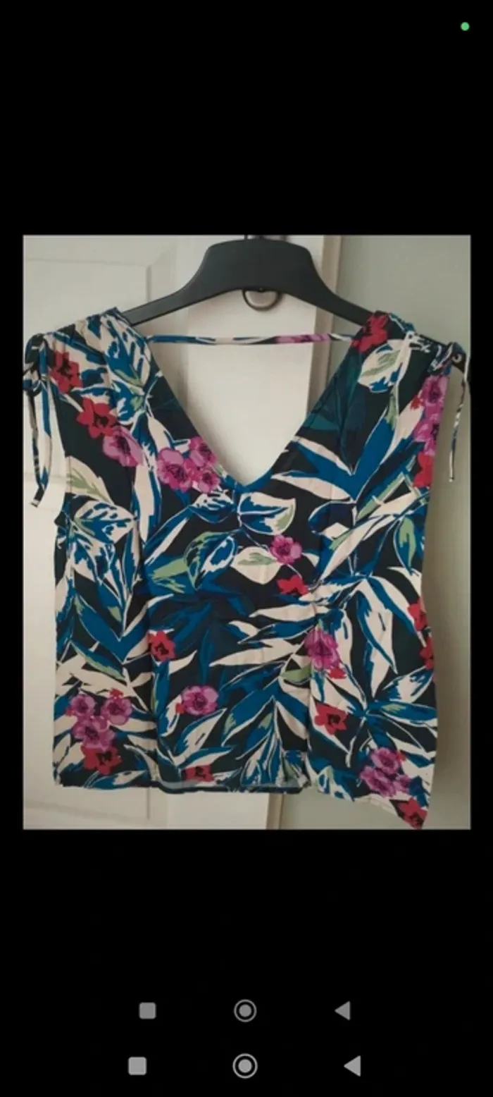Tee shirt à bleu fleuri Etam S - photo numéro 2
