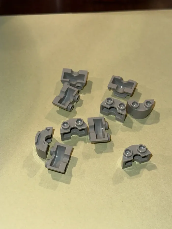 10 Lego Cylinder Half 1 x 2 x 1, ref 68013 Light Bluish Gray - photo numéro 2