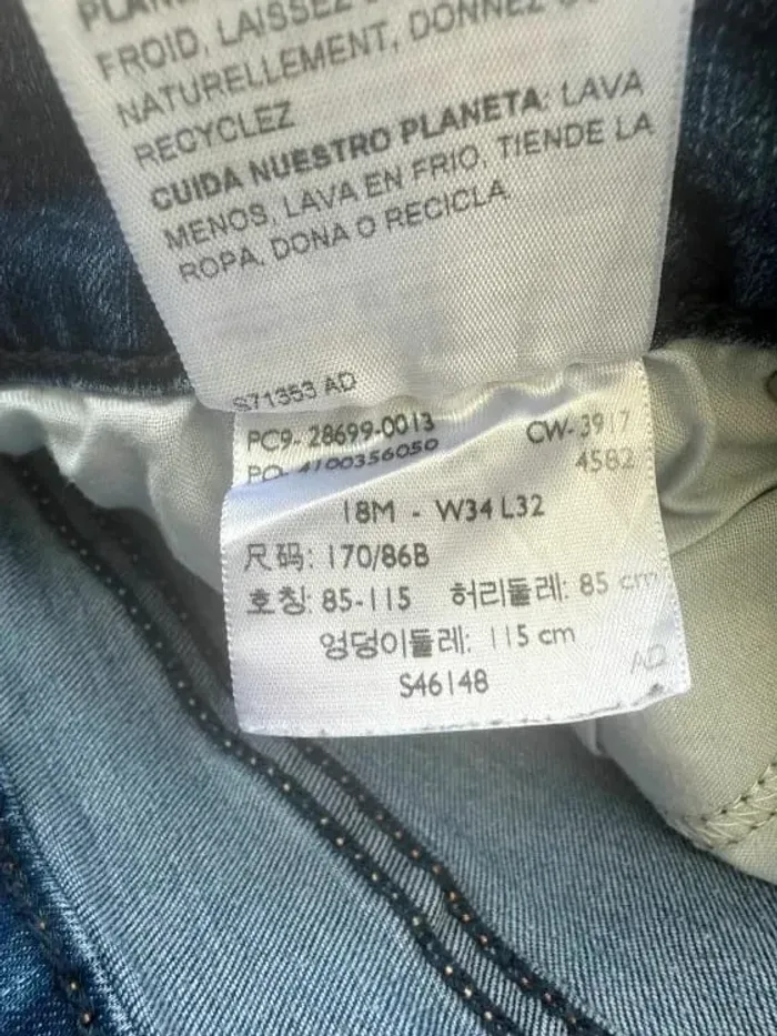 Jeans Levi's Denizen W34 FR44 L32 coupe droite bleu marine Femme Women pan578b - photo numéro 7