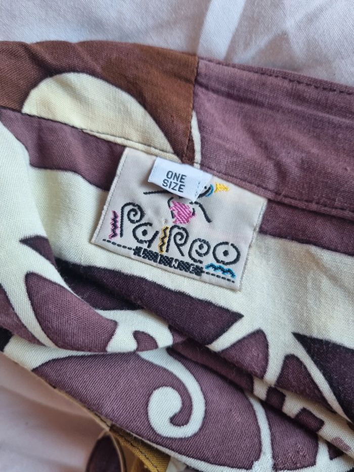 Vrai paréo vintage ton marron - photo numéro 11