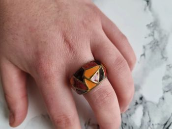 Bague métal bronze géométrique vintage