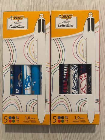 2 lots Stylos Bic OM et PSG Marseille Paris Saint Germain Neufs