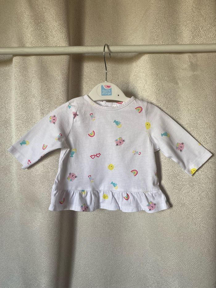 T-shirt tunique blanc imprimé 3 mois Tex