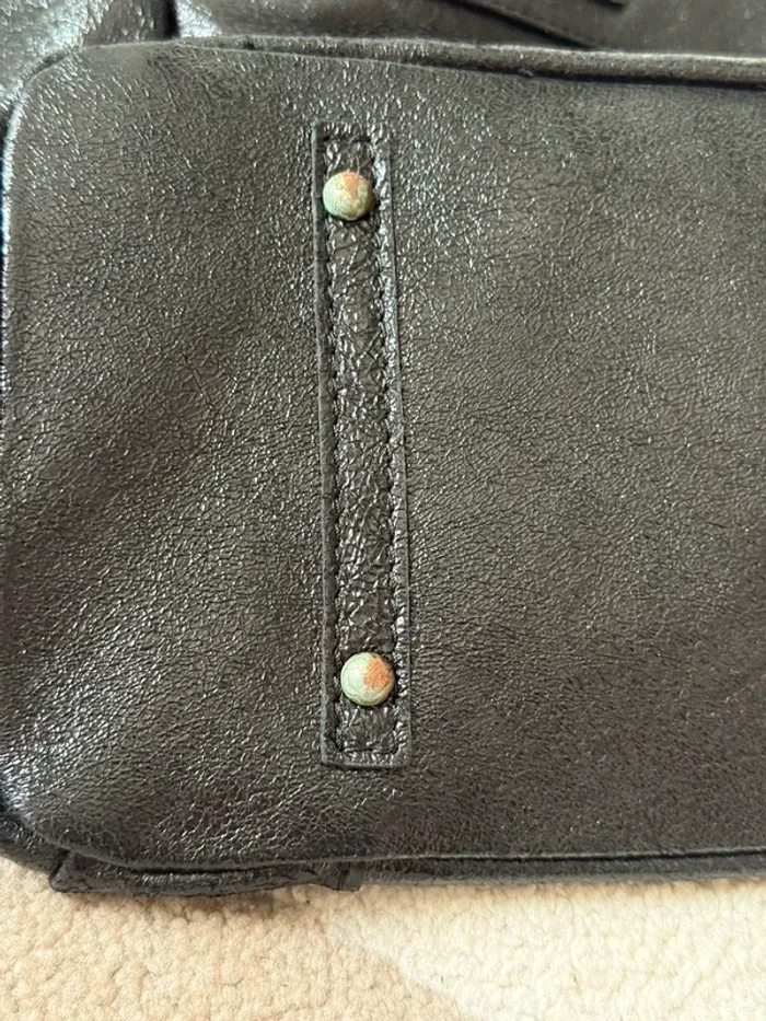 Grand sac noir en cuir véritable – Genuine leather - photo numéro 9