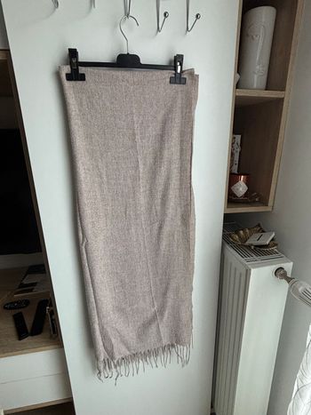 Écharpe vieux rose à frange femme 
