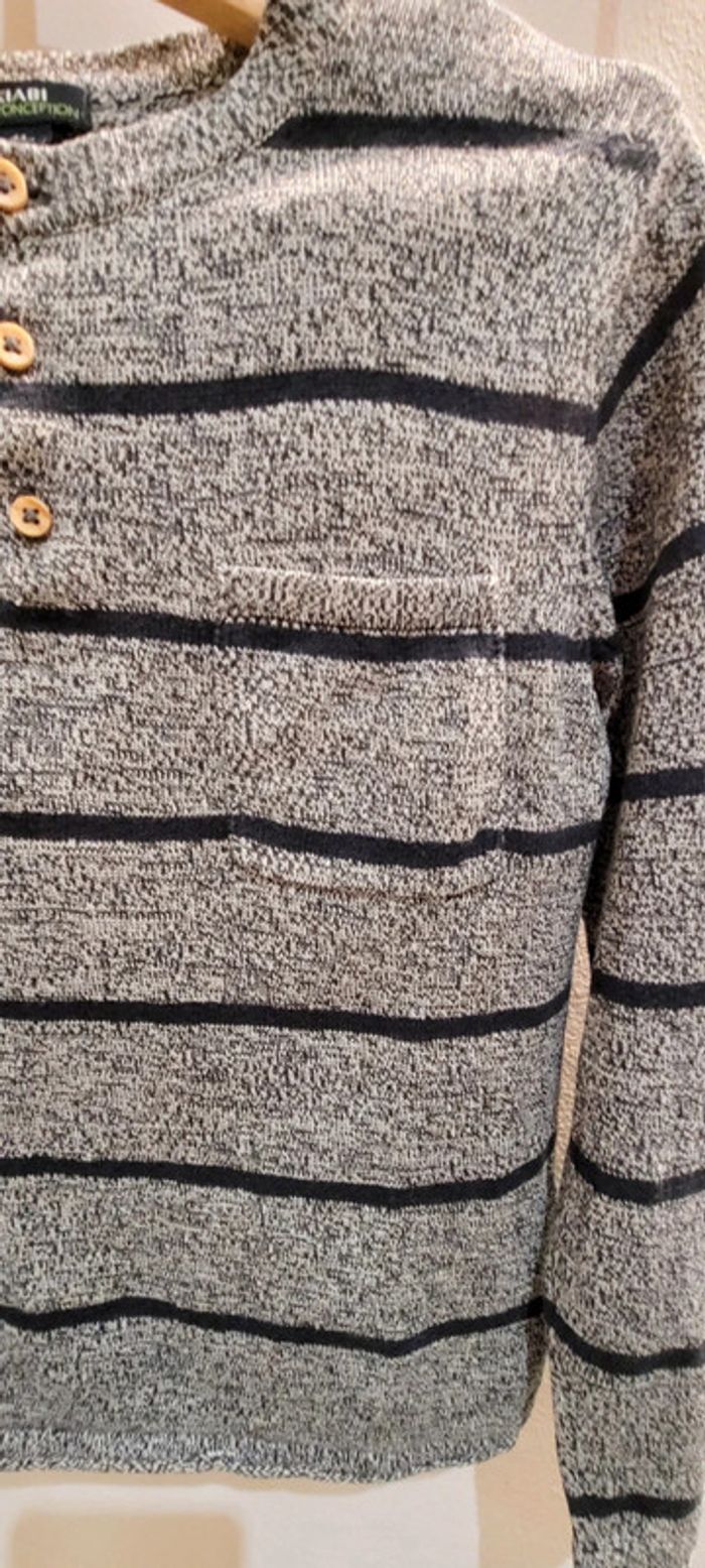 Pull marinière gris - photo numéro 3