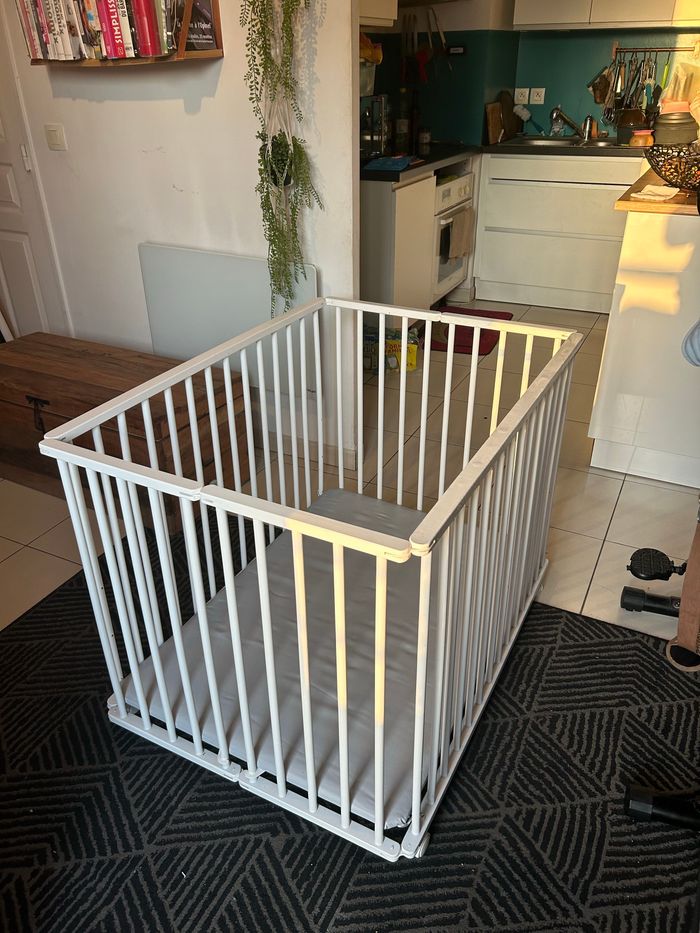 Parc bois pliant blanc - photo numéro 3