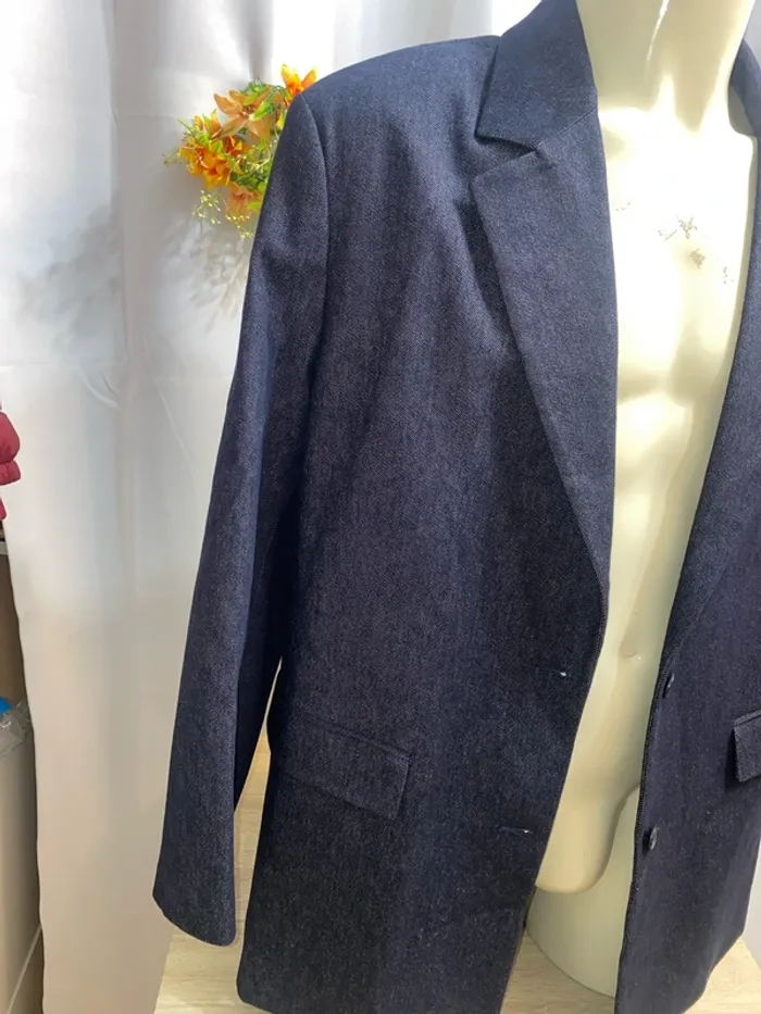 Veste blazer coton bleu indigo 7 For All Mankind taille L neuve - n17p - photo numéro 3