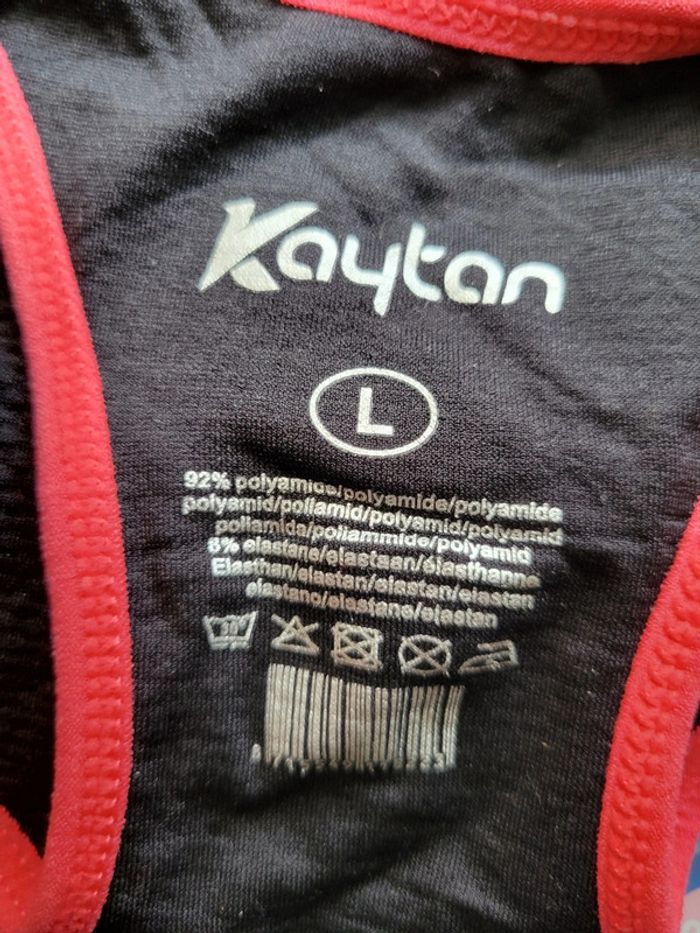 Haut sport brassière top Kaytan noir rose renforts poitrine taille L 40 activité yoga fitness - photo numéro 6