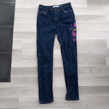 Jean femme slim bleu avec broderie Inextenso taille 38