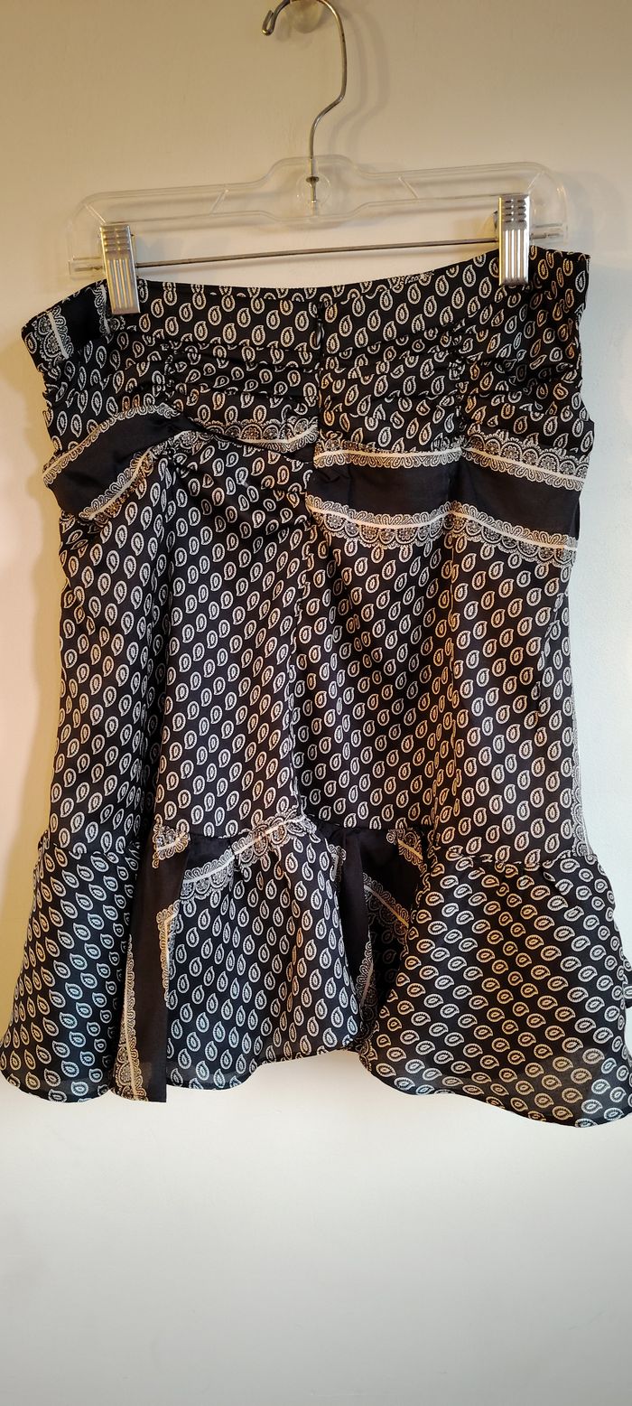 Jupe Manolie noire à motifs cachemire – taille S – effet volanté - photo numéro 2