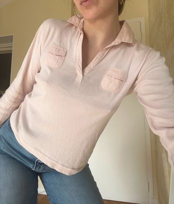 Tee shirt polo manches longues rose Ralph Lauren