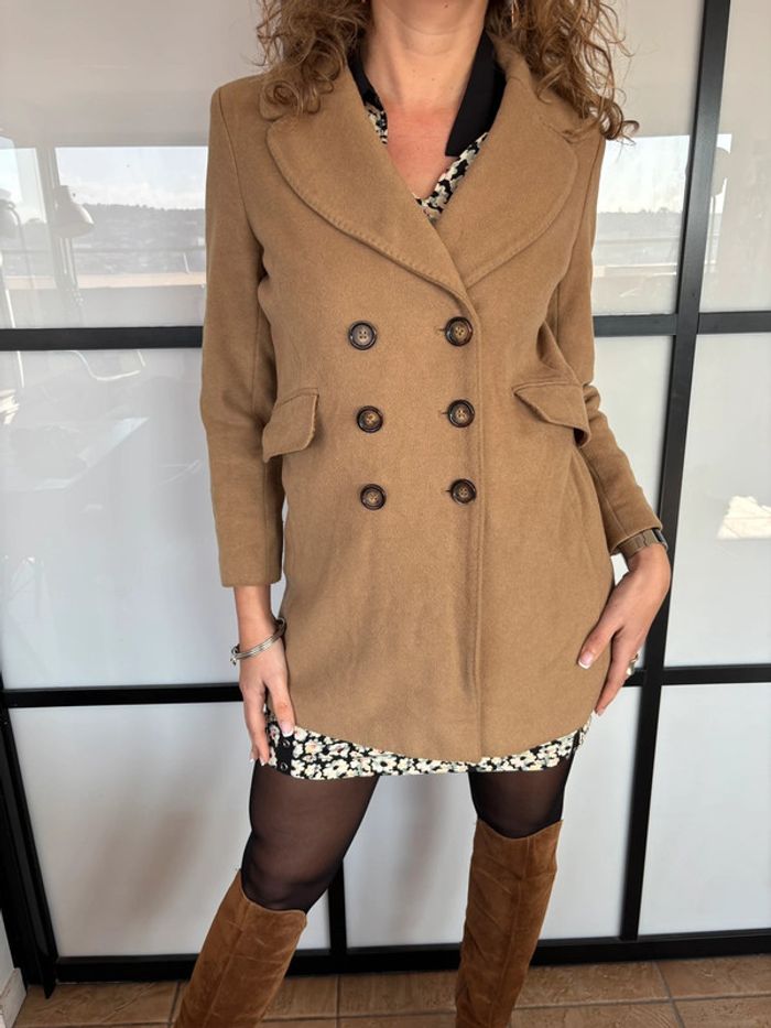Manteau beige Sandro 38 avec cachemire
