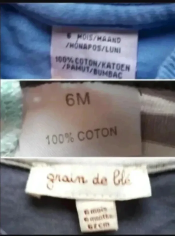 lot de 3 tee-shirts manches longues grain de blé 3-6 mois / 62 cm·Très bon état - photo numéro 2