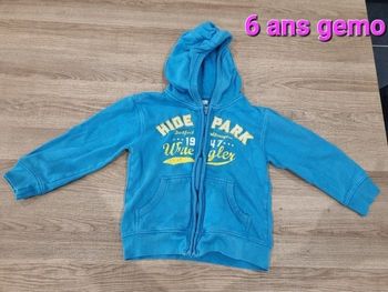 Cardigan/Gilet à capuche Gemo bleu turquoise 6 ans - Style sport/détente
