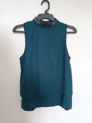 Top fluide bleu canard col perlé Anna Field Petite 34