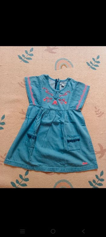 Robe jean creeks broderie rose 3 ans