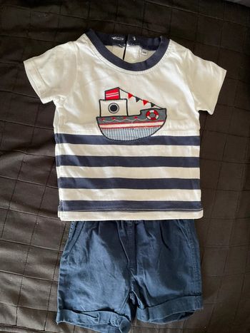 Ensemble short et tee shirt marin 6 mois