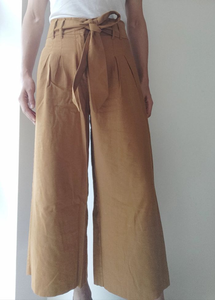 Pantalon Zara moutarde large taille haute 36 parfait état Achat