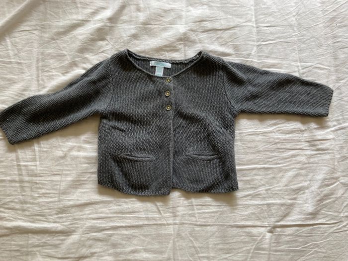 Veste grise pailletée obaibi 12 mois