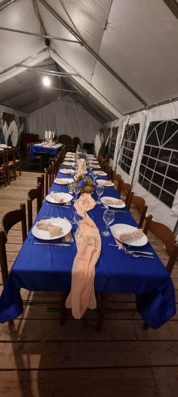 Lot 8 chemins de table mousseline abricot neufs