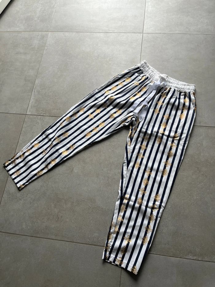 Pantalon lin à rayures