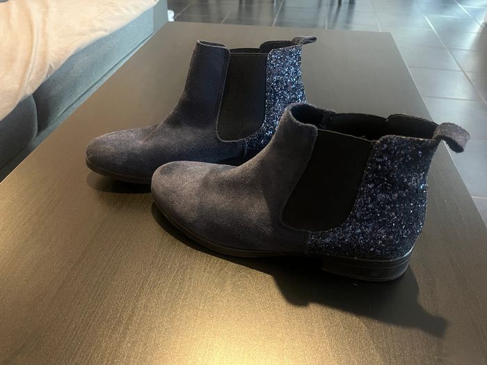Bottines bleues à paillettes Pointure 40.