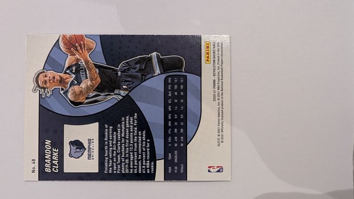Carte de basket Panini Révolution Brandon Clarke numéro 44 2020-21 - photo numéro 2