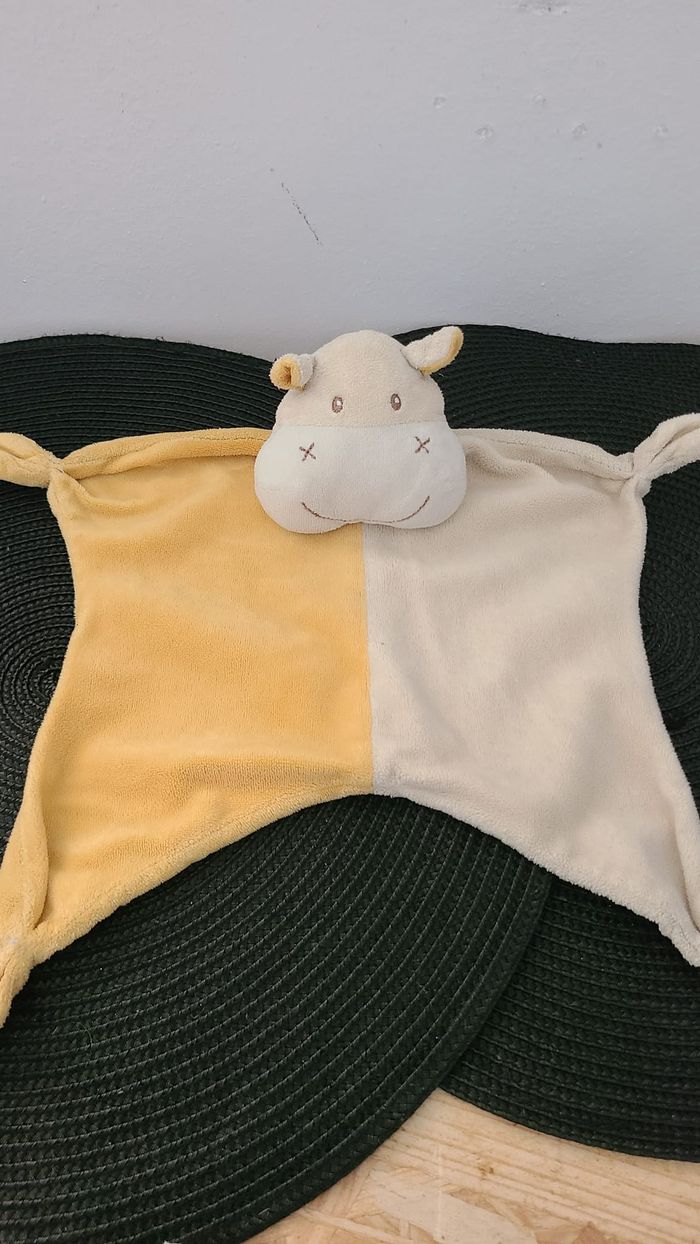 Doudou plat hippopotame orange jaune PARADISE TOYS - photo numéro 3