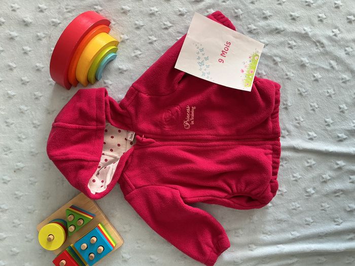veste polaire a capuche rose 9 mois tex - photo numéro 2