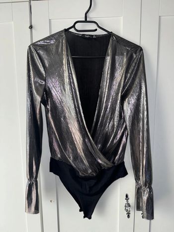 Body argenté et noir, Bershka, taille M