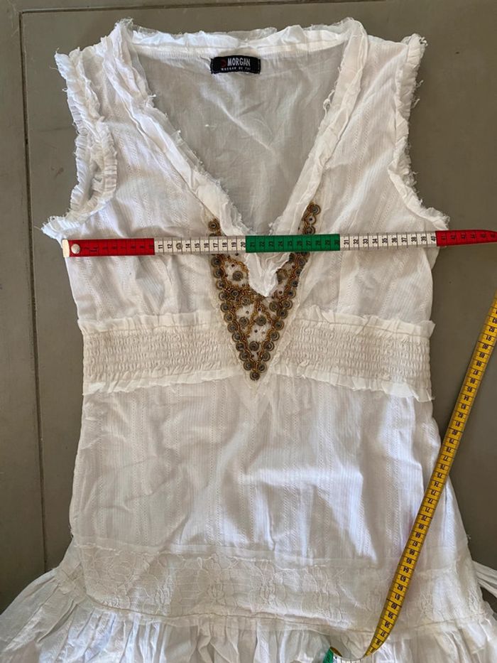 Robe Morgan blanche à volants et dentelle taille XS / S - photo numéro 14