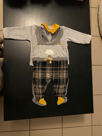 Ensemble salopette et haut ourson 1-3mois