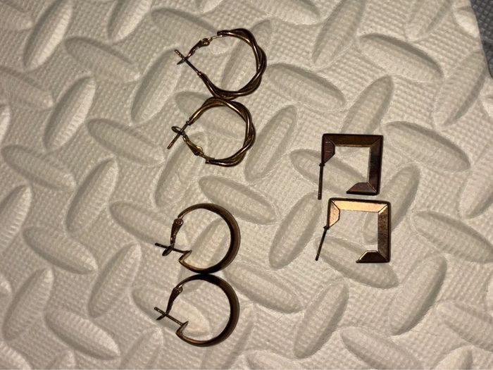 Lot de 3 boucles d’oreilles dorées, cuivrées - photo numéro 3