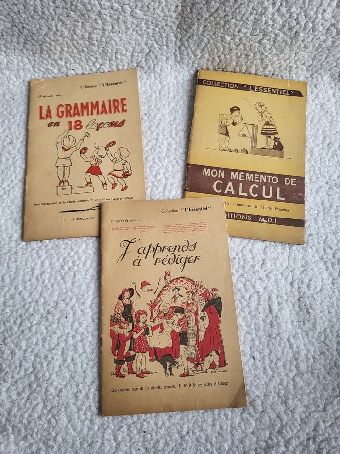 Lot de 3 cahiers de leçon Vintage de 1968 à 1971