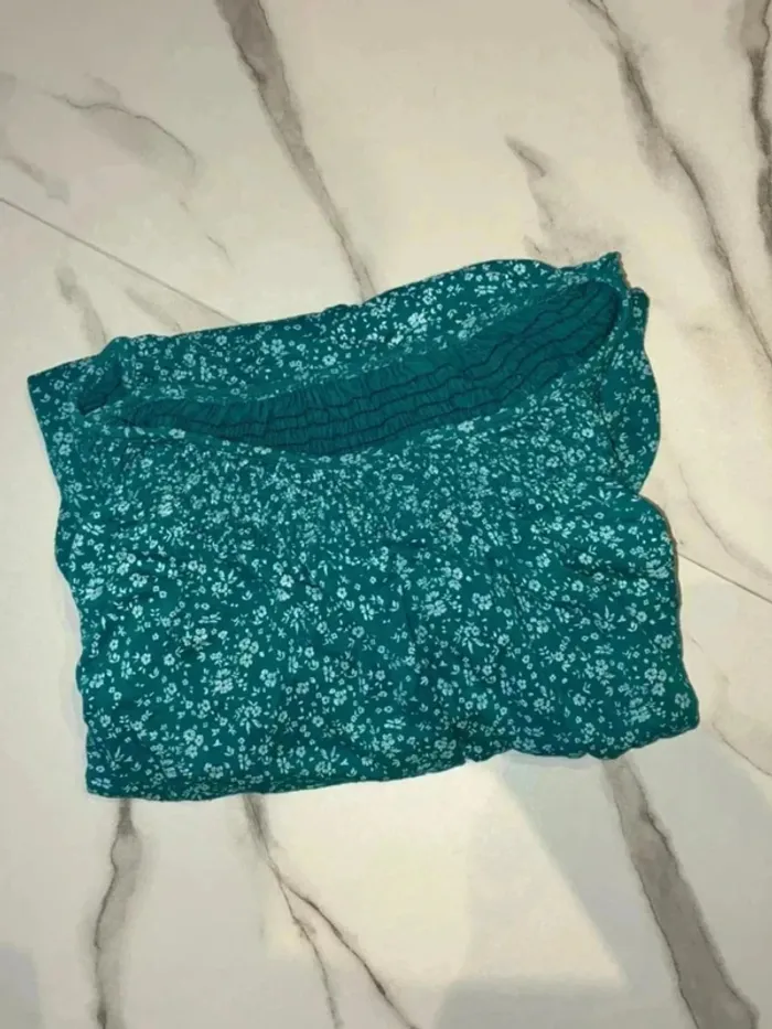 Haut femme fleuri bleu-vert – Taille 42 – Élégant et léger - photo numéro 3