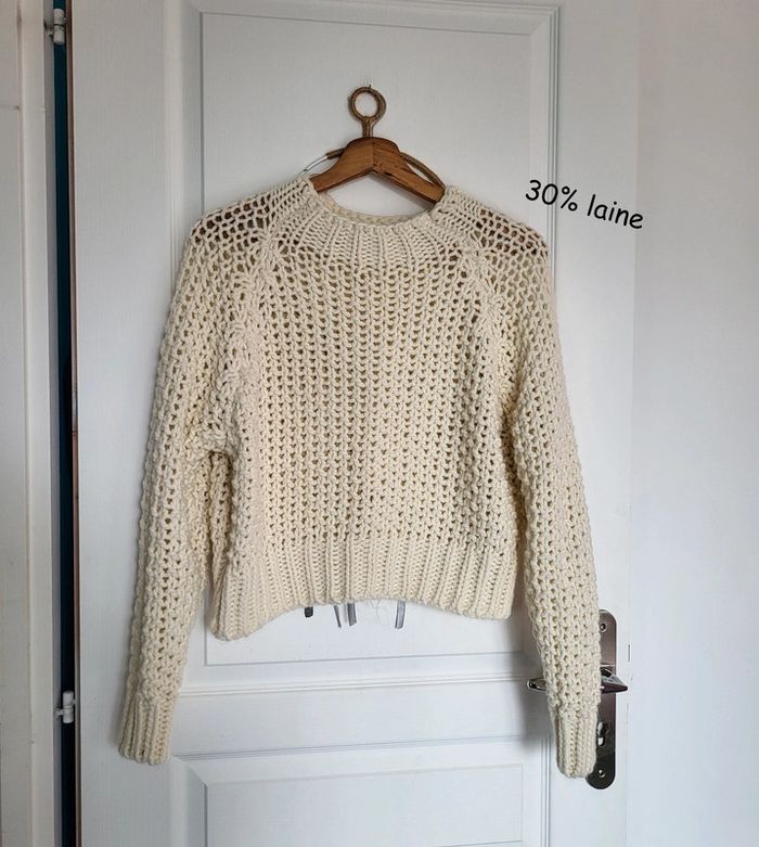 Pull maille ajouré taille S 30% laine sans la chemise - photo numéro 2