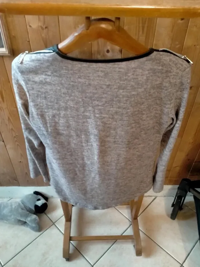 Haut femme gris chiné Taille S/M Fabriqué en Italie - photo numéro 3