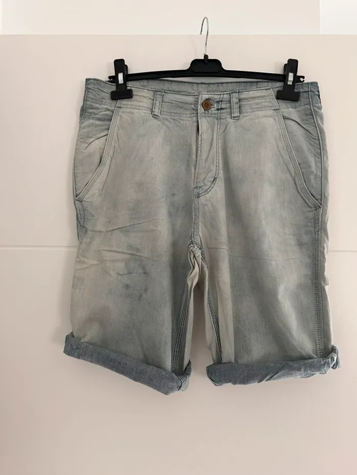 Bermuda short jean hm h&m denim poches Kort Pantaloncini di jeans Pantalones destroy corto hombre