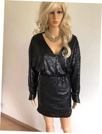 Robe noire neuve en sequins à manches longues Boohoo taille 38