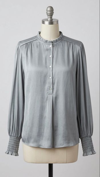 Maison 123 - Blouse satinée "Deesse" - Taille XS - Gris perle / Bleu acier - Neuf avec étiquette 