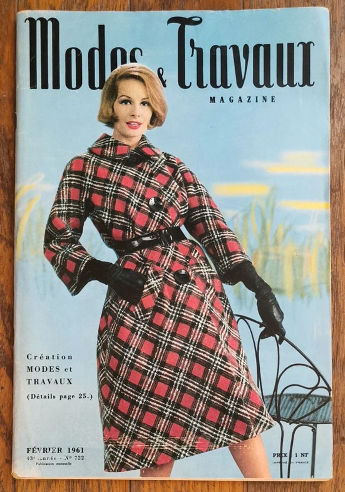 Ancien magazine 1961 Modes et travaux avec 2 patrons + supplément n°722 vintage - photo numéro 2